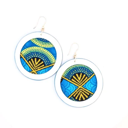 Boucles d'oreilles Waxi bleu et blanche vu de haut