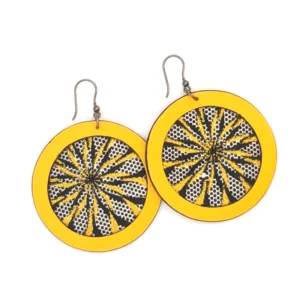 Boucles d'oreille Waxi jaune et noir vu de haut