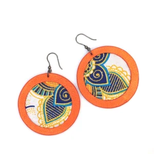 Boucles d'oreille Waxi orange métallisé vu de haut